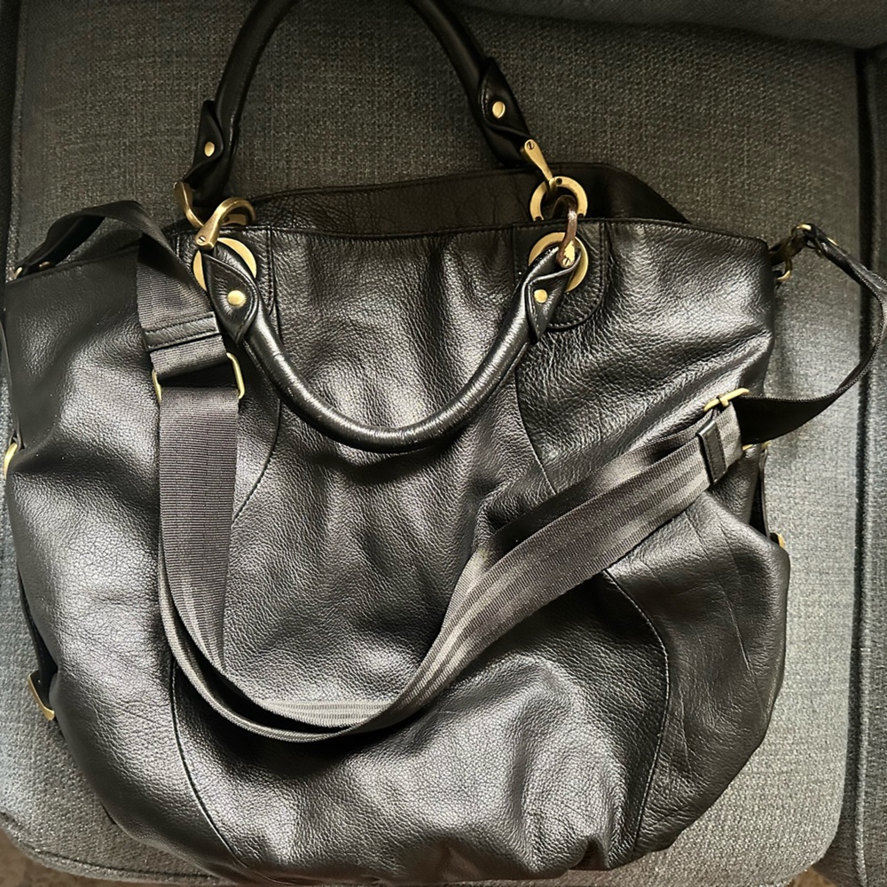 Penn wright Manson black leather shoulder bag